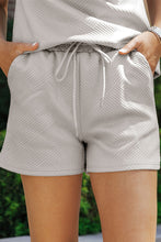 Load image into Gallery viewer, Gray 2pcs Solid Textured Drawstring Shorts Set
