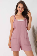 Load image into Gallery viewer, Black Adjustable Straps Pocketed Textured Romper
