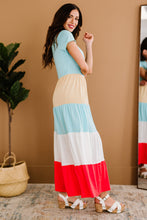 Load image into Gallery viewer, Family Matching Short Sleeve Color Block Adult Maxi Dress
