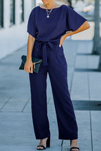 Load image into Gallery viewer, Red Belted Wide Leg Jumpsuit
