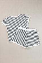 Load image into Gallery viewer, White Stripe Contrast Edge Tee and Shorts Set
