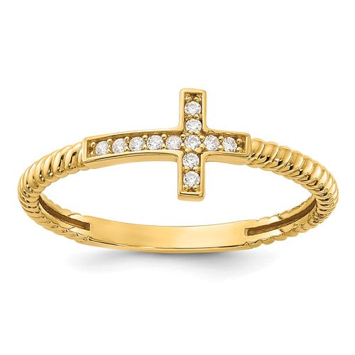 10K Polished CZ Cross Ring STYLE:  10C1515