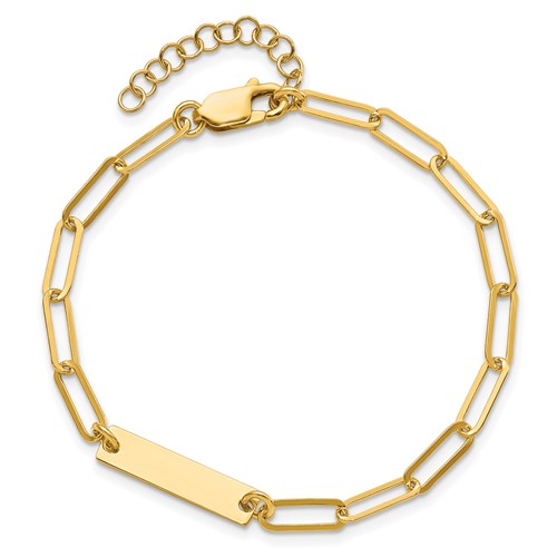 Sterling Silver Gold-plated Polished ID with 1.25in ext. Bracelet STYLE:  QG5984-6.75