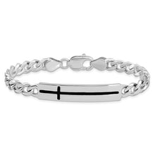 Load image into Gallery viewer, Sterling Silver Enameled Cross on Bar Men&#39;s 8in Bracelet STYLE:  QG6237-8

